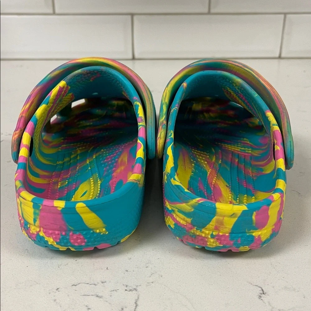 Crocs Classic Marbled Kids Clogs (207464) - Digital Aqua/Multi Size 2 Junior